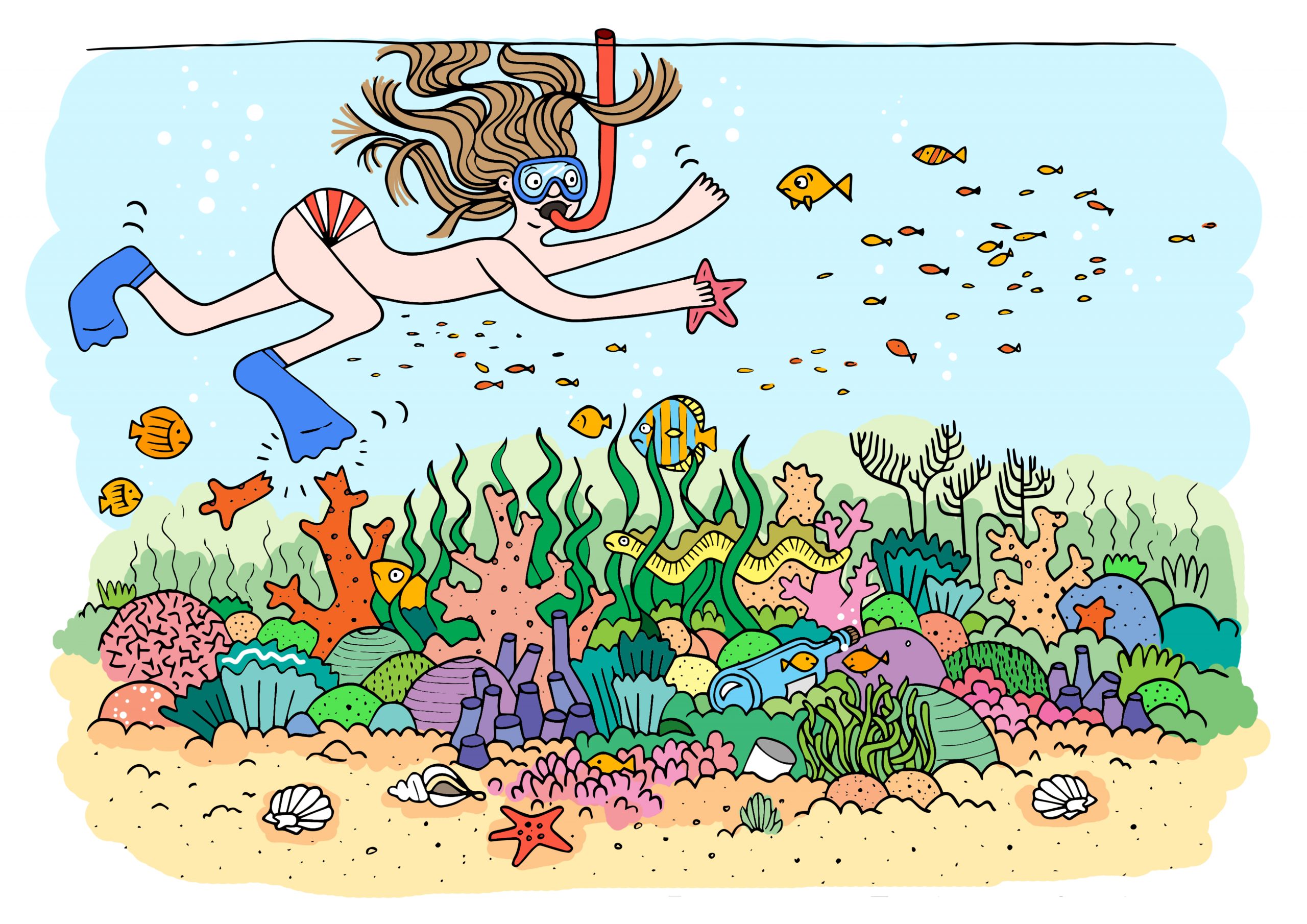 When snorkeling, be aware that touching coral formations hinder their growth – and note that coral cuts are prone to infection. Do not collect nor buy any coral or shell.